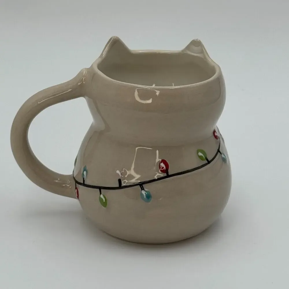Wondershop‎ 2024 Stoneware Cat Mug Holiday Figural Coffee Cup Target NEW